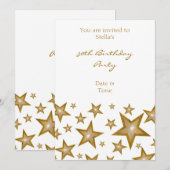Gold Stars uitnodiging verticaal wit (Voorkant / Achterkant)