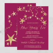 Gold Stars - Uitnodiging voor nieuwe jaren (Voorkant / Achterkant)