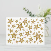 Gold Stars uitnodiging wit (Staand voorkant)