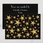 Gold Stars-uitnodiging zwart Kaart (Voorkant / Achterkant)