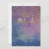 Gold Stars Waterverf Bat Mitzvah Kaart (Voorkant)