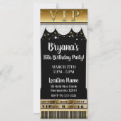 Gold Stars White Curtains Elegant Party VIP Ticket Kaart (Voorkant)