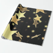 Gold Stars Wrapping Paper Cadeaupapier (Uitgerold)