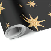 Gold Stars Wrapping Paper - Zwarte achtergrond Cadeaupapier (Rol Hoek)