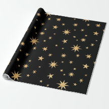 Gold Stars Wrapping Paper - Zwarte achtergrond