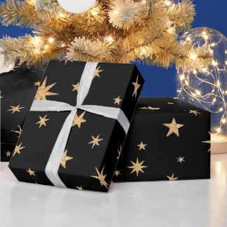 Gold Stars Wrapping Paper - Zwarte achtergrond Cadeaupapier