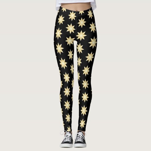 Gold Stars Zwart Leggings (Voorkant)
