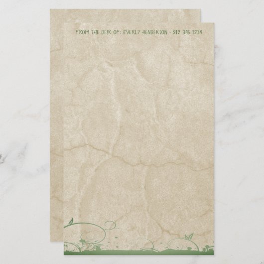 Gold Stationery met groene cirkels Briefpapier (Voorkant / Achterkant)