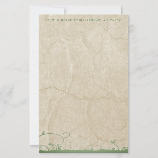 Gold Stationery met groene cirkels Briefpapier (Voorkant)