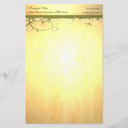 Gold Stationery met groene cirkels Briefpapier (Voorkant)