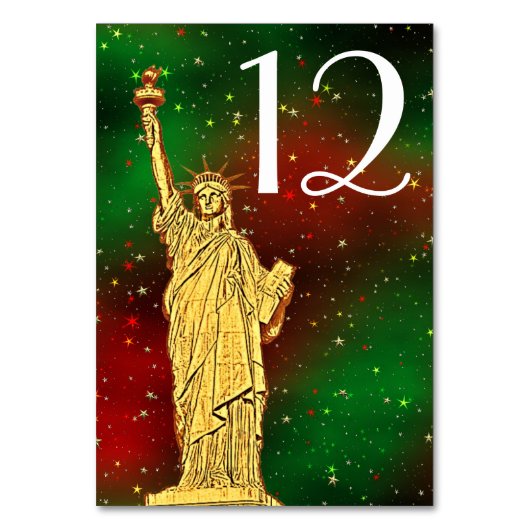 Gold Statue of Liberty NYC Skyline #2 Xmas Starry Kaart (Achterkant)