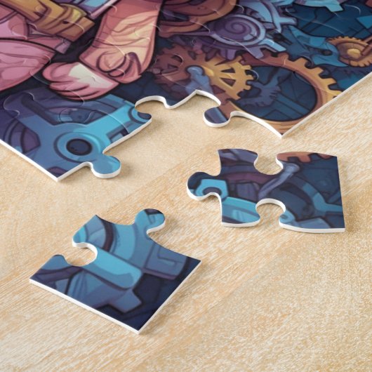 Gold Steampunk Cat Robot Legpuzzel (Zijkant)