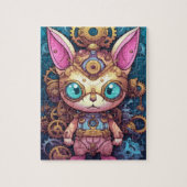 Gold Steampunk Cat Robot Legpuzzel (Verticaal)