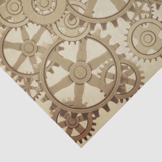 Gold Steampunk-versnellingspatroon, retro futurist Tissuepapier (Detail)