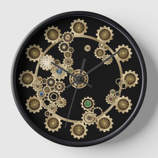 Gold Steampunk-wandklok (Voorkant)