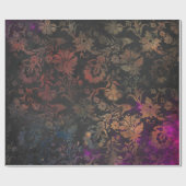 Gold Stencil Flowers op Paars en zwart Cadeaupapier (Vlak)