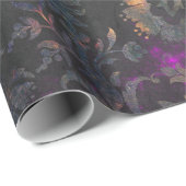 Gold Stencil Flowers op Paars en zwart Cadeaupapier (Rol Hoek)