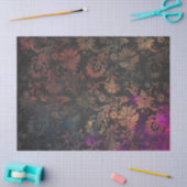 Gold Stencil Flowers op Paarse en zwarte deklaag Tissuepapier (Craft)