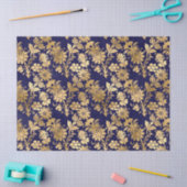Gold Stencil Flowers op Paarse ontkoppeling Tissuepapier (Craft)