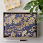 Gold Stencil Flowers op Paarse ontkoppeling Tissuepapier (Geschenk)