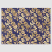 Gold Stencil Flowers op Paarse ontkoppeling Tissuepapier (Voorkant)