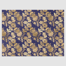 Gold Stencil Flowers op Paarse ontkoppeling Tissuepapier