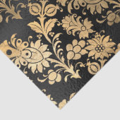 Gold Stencil Flowers op zwarte lospagina Tissuepapier (Detail)