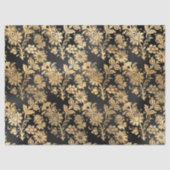 Gold Stencil Flowers op zwarte lospagina Tissuepapier (Voorkant)