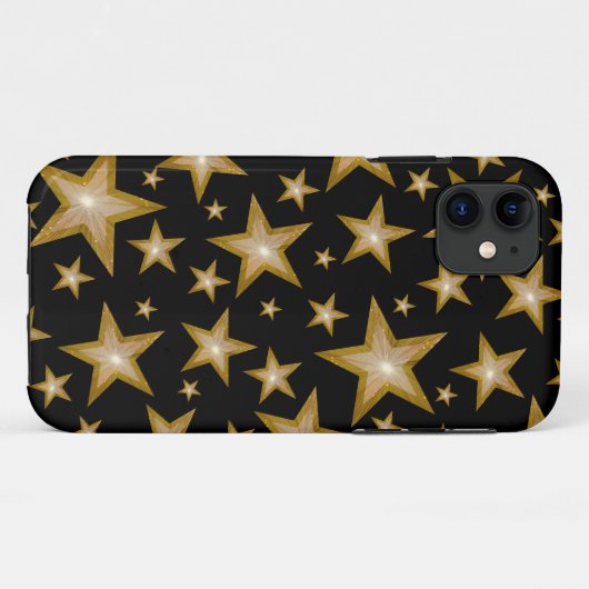 "Gold" Sterren iPhone hoesje zwart (Achterkant (horizontaal))