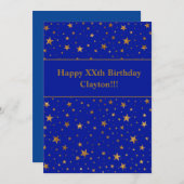 Gold sterren met bericht op blauwe dag kaart (Voorkant / Achterkant)