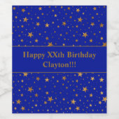 Gold sterren met bericht op blauwe dag wijn etiket (Enkel label)