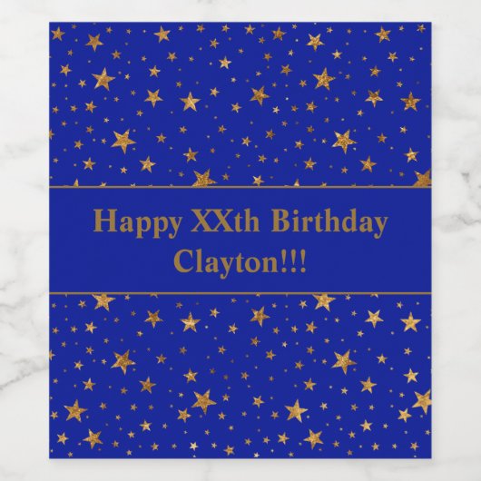 Gold sterren met bericht op blauwe dag wijn etiket (Enkel label)