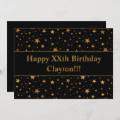 Gold sterren met bericht op zwarte dag kaart (Voorkant / Achterkant)