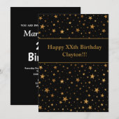 Gold sterren met bericht op zwarte dag kaart (Voorkant / Achterkant)