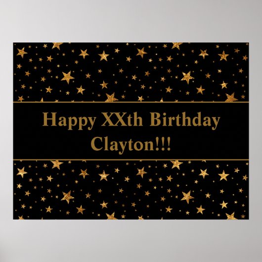 Gold sterren met bericht op zwarte dag poster (Voorkant)