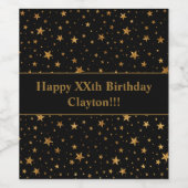 Gold sterren met bericht op zwarte dag wijn etiket (Enkel label)