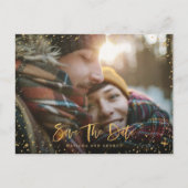 Gold sterren script foto moderne bruiloft aankondigingskaart (Voorkant)