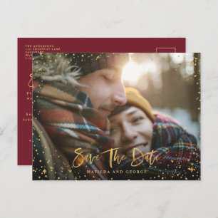 Gold sterren script foto moderne bruiloft aankondigingskaart