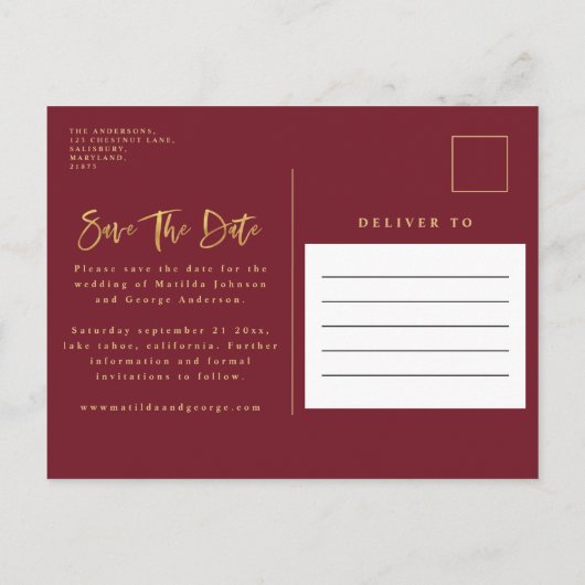 Gold sterren script foto moderne bruiloft aankondigingskaart (Achterkant)