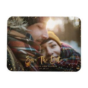 Gold sterren script foto moderne bruiloft magneet