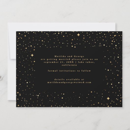 Gold sterren script foto moderne bruiloft save the date (Achterkant)