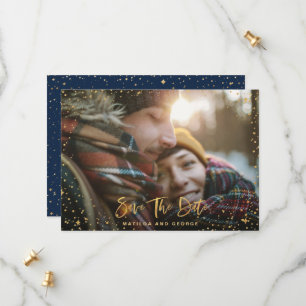Gold sterren script foto moderne bruiloft save the date