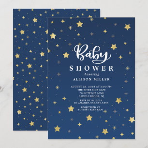 Gold Sterrennacht Neutrale Baby shower Uitnodiging