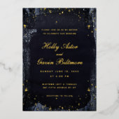Gold Sterrennacht Wedding Gold Folie Uitnodiging (Voorkant)