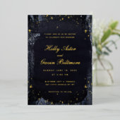 Gold Sterrennacht Wedding Gold Folie Uitnodiging (Staand Voorkant)