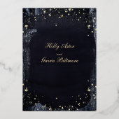 Gold Sterrennacht Wedding Gold Folie Uitnodiging (Achterkant)