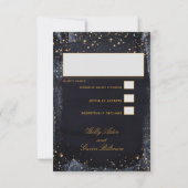 Gold Sterrennacht Wedding Invite Mail Back RSVP (Achterkant)