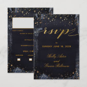 Gold Sterrennacht Wedding Meal Choice RSVP (Voorkant / Achterkant)
