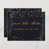 Gold Sterrennacht Wedding Save the Date Invitation Kaart (Voorkant / Achterkant)
