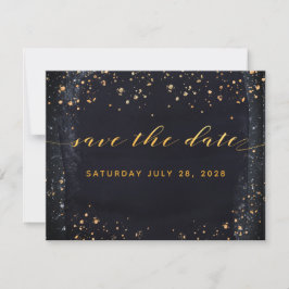 Gold Sterrennacht Wedding Save the Date Invitation Kaart